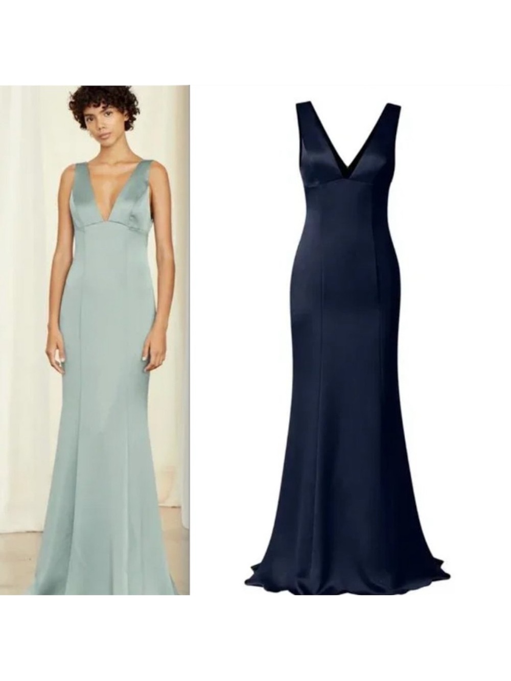 Nouvelle Amsale Jenn Maxi Bridesmaid Dress Ice Blue 8 NWT
